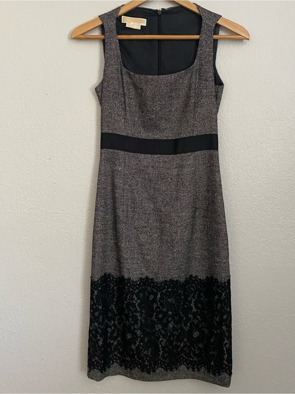 Michael Kors Dress Women's 2 Gray Black Virgin Wool Silk Designer Made in Italy
